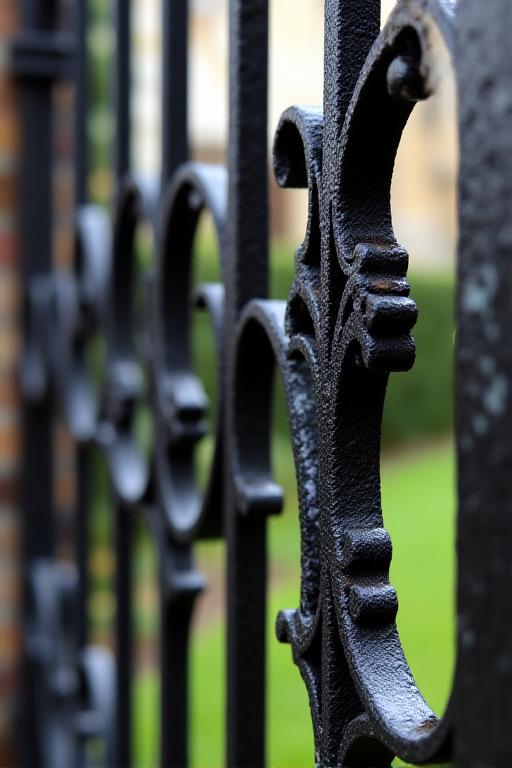 Dettaglio di un cancello in ferro battuto realizzato su misura.